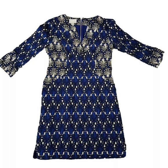 Donna Morgan Dress Womens 4 BLUE 3/4 Sleeve Petite Career Preppy - Picture 1 of 4